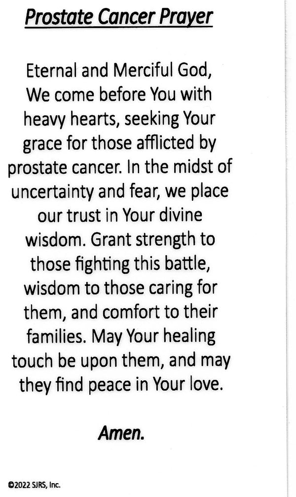 Prostate Cancer Prayer U - LAMINATED HOLY CARDS- QUANTITY 25 PRAYER CA