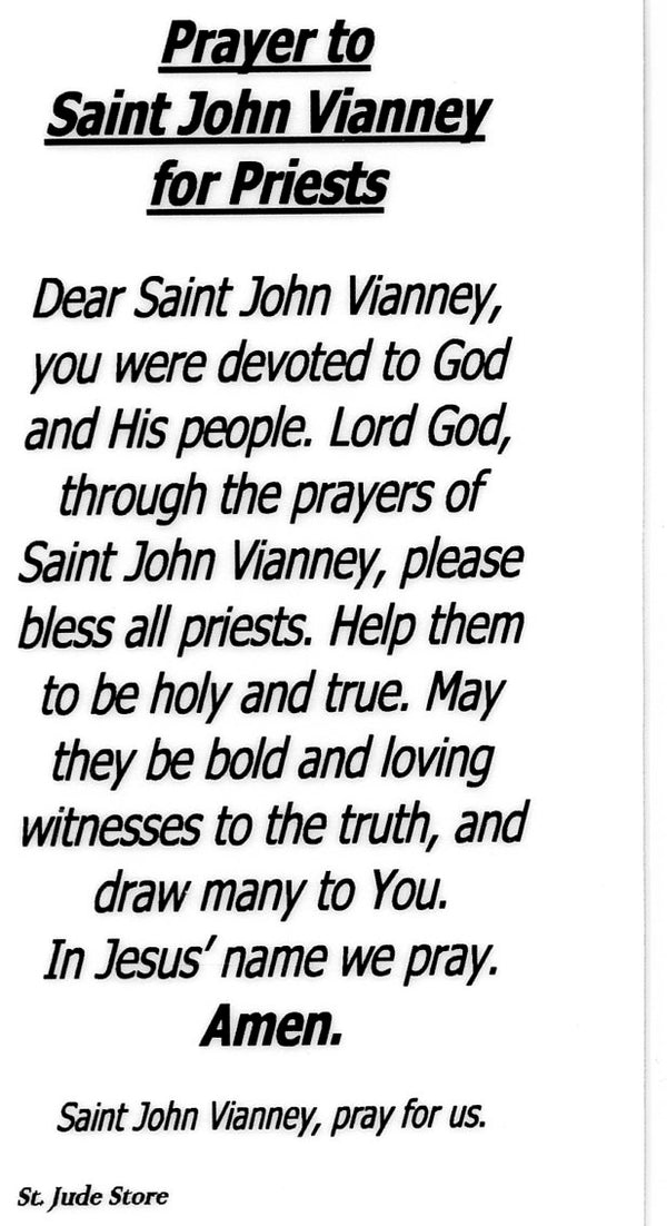 Prayer to Saint John Vianney for Priests U LAMINATED HOLY CARDS QUA