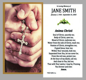 Anima Christi Funeral Memorial Laminated Prayer Cards - Pack of 60