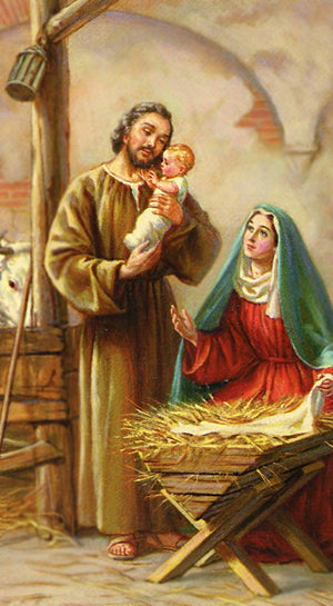 Come Let Us Adore Him A (Holy Family) - LAMINATED HOLY CARDS- QUANTITY 25 PRAYER CARDS