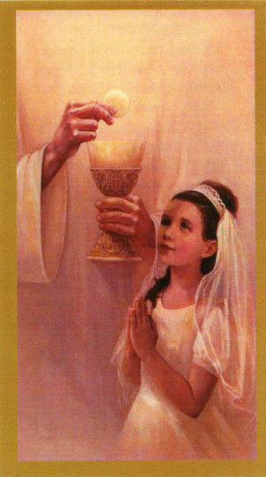 Communion Prayer for Girls 2 - Personalized First Communion Laminated Prayer Cards - Pack of 35