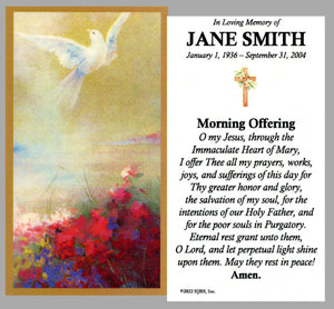 Morning Offering Funeral Memorial Laminated Prayer Cards - Pack of 60