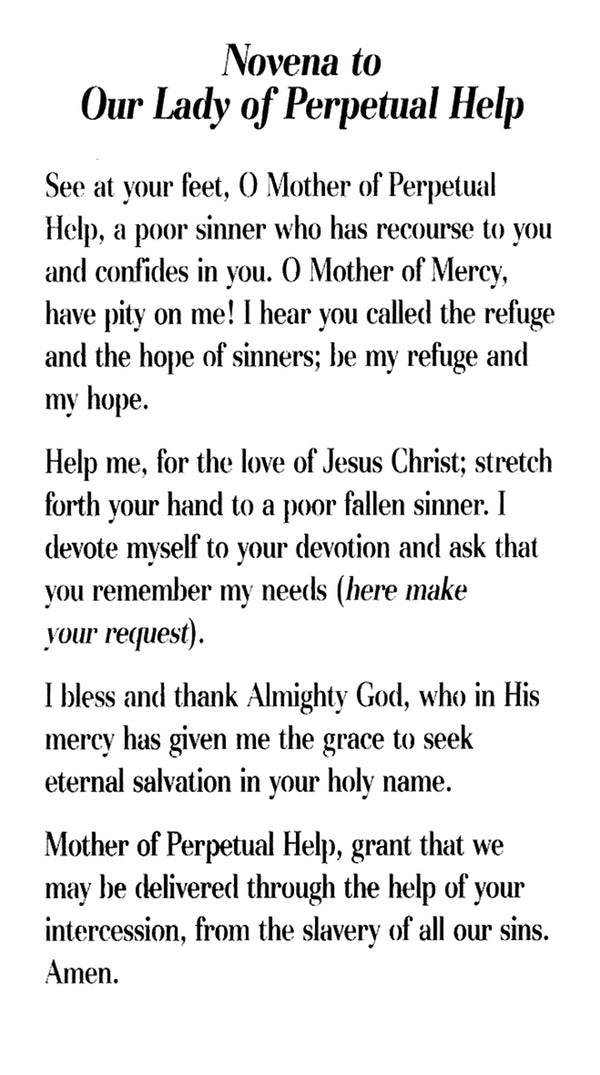 Novena to Our Lady of Perpetual Help A - LAMINATED HOLY CARDS- QUANTIT ...