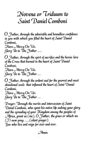 Novena to St. Daniel Comboni A - LAMINATED HOLY CARDS- QUANTITY 25 PRAYER CARDS