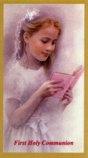 On the Occasion of..(girl) - Personalized First Communion Laminated Prayer Cards - Pack of 35