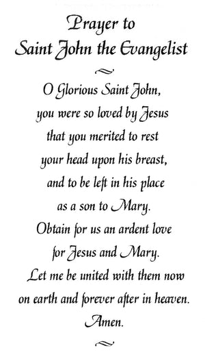 Prayer to St. John the Evangelist A - LAMINATED HOLY CARDS- QUANTITY 25 PRAYER CARDS