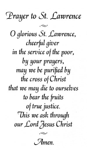 Prayer to St. Lawrence A - LAMINATED HOLY CARDS- QUANTITY 25 PRAYER CARDS