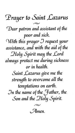 Prayer to St. Lazarus A - LAMINATED HOLY CARDS- QUANTITY 25 PRAYER CARDS