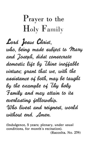 Prayer to the Holy Family A - LAMINATED HOLY CARDS- QUANTITY 25 PRAYER CARDS