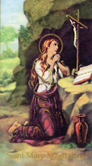 St. Mary Magdalene A - LAMINATED HOLY CARDS- QUANTITY 25 PRAYER CARDS