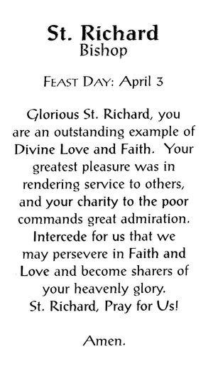 St. Richard A - LAMINATED HOLY CARDS- QUANTITY 25 PRAYER CARDS