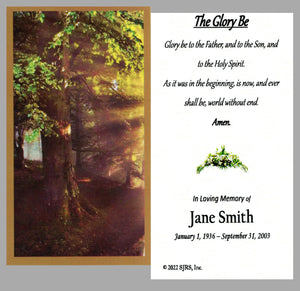 The Glory Be Funeral Memorial Laminated Prayer Cards - Pack of 60