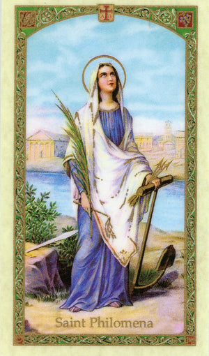 Prayer to St. Philomena U - LAMINATED HOLY CARDS- QUANTITY 25 PRAYER CARDS
