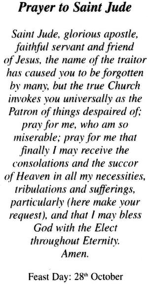 Prayer to St. Jude U - LAMINATED HOLY CARDS- QUANTITY 25 PRAYER CARDS