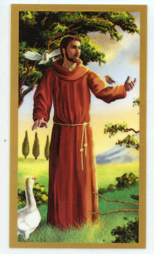 Prayer to St. Francis of Assisi U - LAMINATED HOLY CARDS- QUANTITY 25 PRAYER CARDS