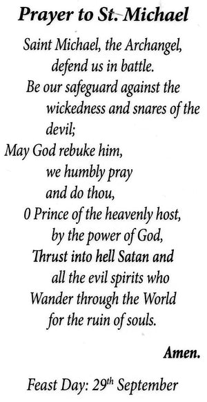 Prayer to St. Michael U - LAMINATED HOLY CARDS- QUANTITY 25 PRAYER CARDS
