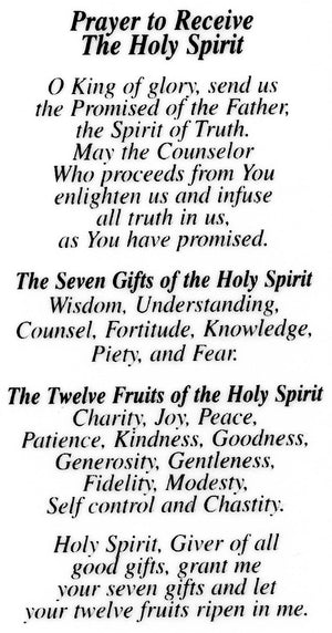 Prayer to Receive the Holy Spirit U - LAMINATED HOLY CARDS- QUANTITY 25 PRAYER CARDS