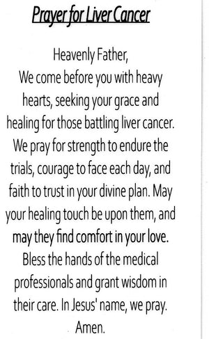Prayer for Liver Cancer U - LAMINATED HOLY CARDS- QUANTITY 25 PRAYER CARDS