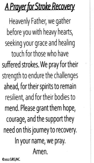 A Prayer for Stroke Recovery U - LAMINATED HOLY CARDS- QUANTITY 25 PRAYER CARDS