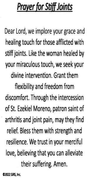 Prayer for Stiff Joints U - LAMINATED HOLY CARDS- QUANTITY 25 PRAYER CARDS