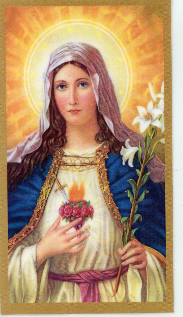 Sacred Heart of Jesus Immaculate Heart of Mary Laminated Prayer Card Sacred Heart of Jesus Immaculate Heart of Mary Laminated Prayer Card