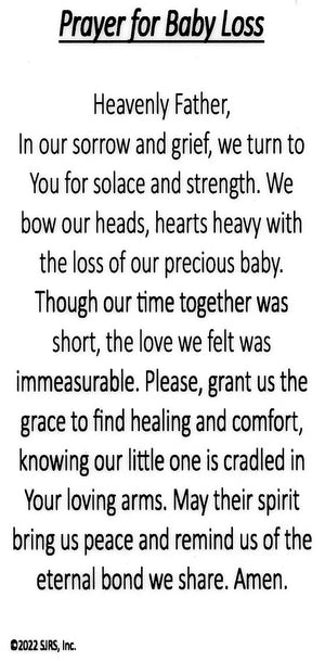 Prayer for Baby Loss U - LAMINATED HOLY CARDS- QUANTITY 25 PRAYER CARDS