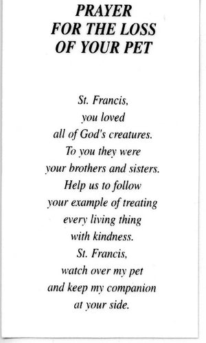 Prayer for the Loss of Your Saint Bernard U - LAMINATED HOLY CARDS- QUANTITY 25 PRAYER CARDS