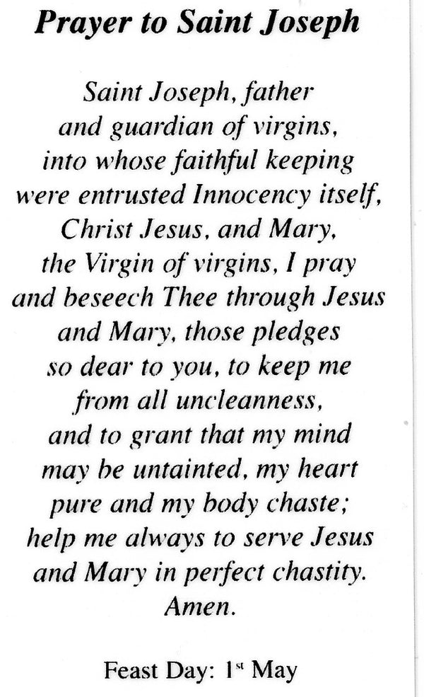 Prayer to St. Joseph the Father U - LAMINATED HOLY CARDS- QUANTITY 25 ...