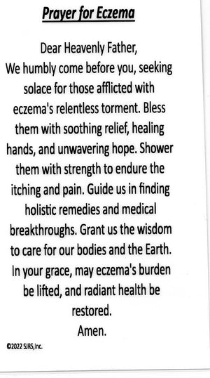 Prayer for Eczema U - LAMINATED HOLY CARDS- QUANTITY 25 PRAYER CARDS