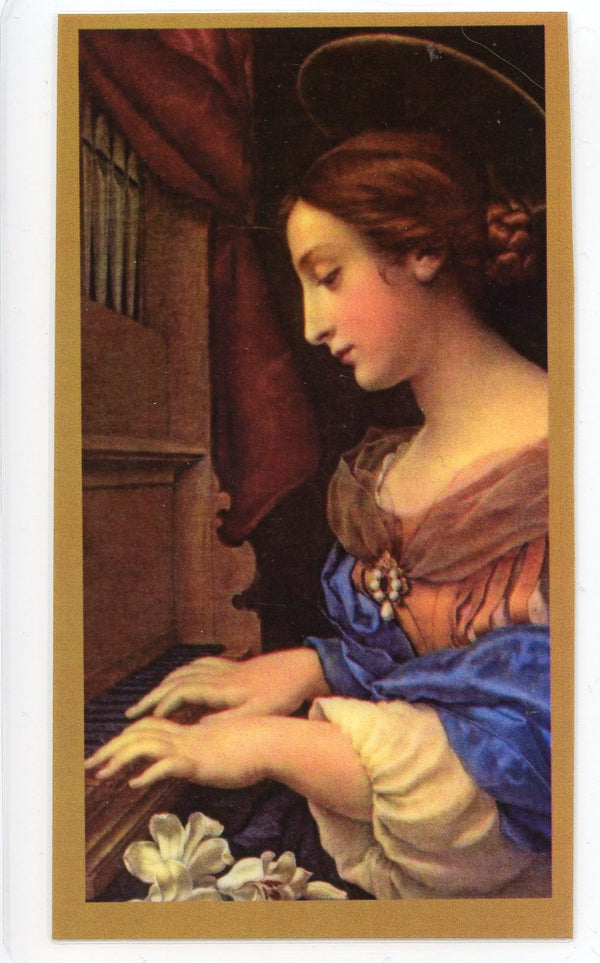 Prayer to St. Cecilia U - LAMINATED HOLY CARDS- QUANTITY 25 PRAYER CARDS