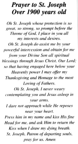 Prayer to St. Joseph Over 1900 years old U - LAMINATED HOLY CARDS- QUANTITY 25 PRAYER CARDS