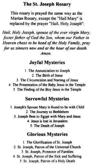 The St. Joseph Rosary Prayer U - LAMINATED HOLY CARDS- QUANTITY 25 PRAYER CARDS