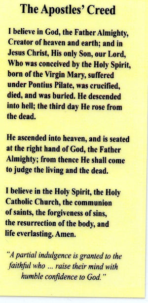 The Apostles' Creed U - LAMINATED HOLY CARDS- QUANTITY 25 PRAYER CARDS