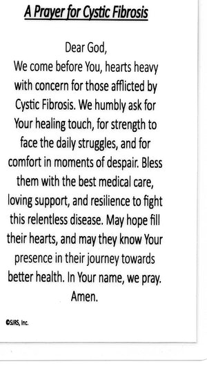 A Prayer for Cystic Fibrosis U - LAMINATED HOLY CARDS- QUANTITY 25 PRAYER CARDS
