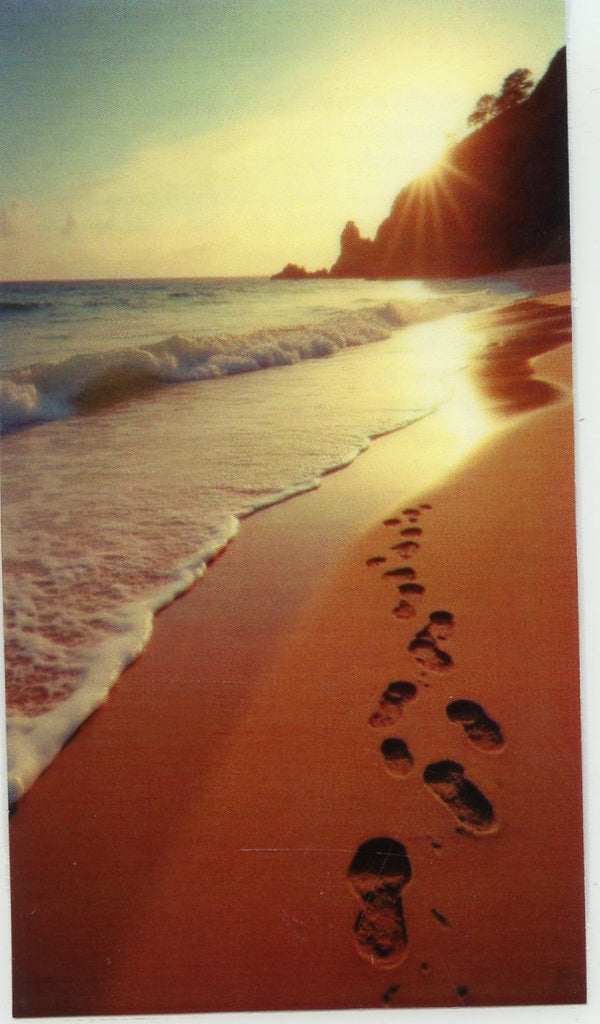Foot prints in the Sand 2 - LAMINATED HOLY CARDS- QUANTITY 25 PRAYER CARDS (Copy)