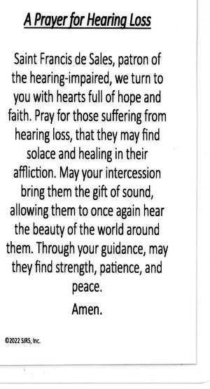 A Prayer for Hearing Loss U - LAMINATED HOLY CARDS- QUANTITY 25 PRAYER CARDS