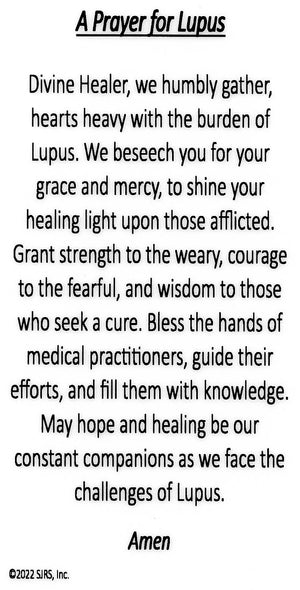 A Prayer for Lupus U - LAMINATED HOLY CARDS- QUANTITY 25 PRAYER CARDS