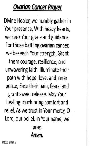 Ovarian Cancer Prayer U - LAMINATED HOLY CARDS- QUANTITY 25 PRAYER CARDS