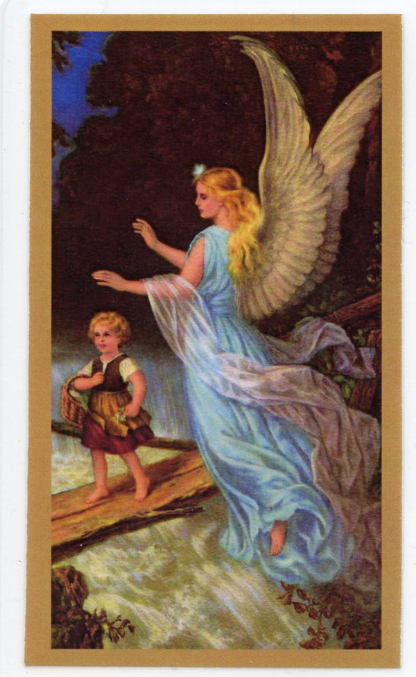 Prayer to Your Guardian Angel (2) U - LAMINATED HOLY CARDS- QUANTITY 25 PRAYER CARDS