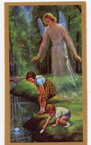 Prayer to Your Guardian Angel (3) U - LAMINATED HOLY CARDS- QUANTITY 25 PRAYER CARDS