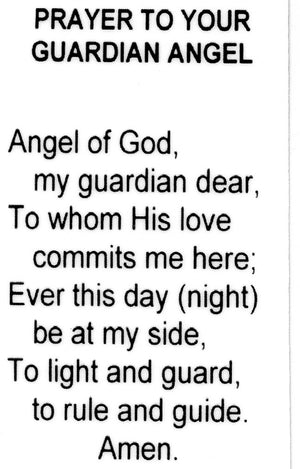 Prayer to Your Guardian Angel (4) U - LAMINATED HOLY CARDS- QUANTITY 25 PRAYER CARDS