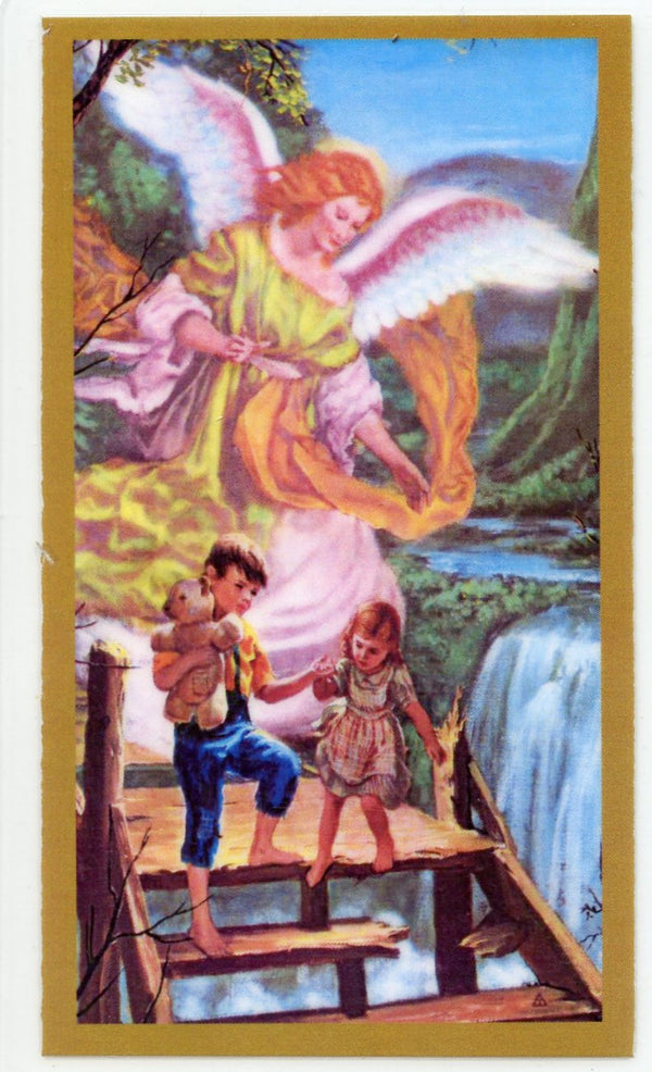 Prayer to Your Guardian Angel (6) U - LAMINATED HOLY CARDS- QUANTITY 25 PRAYER CARDS