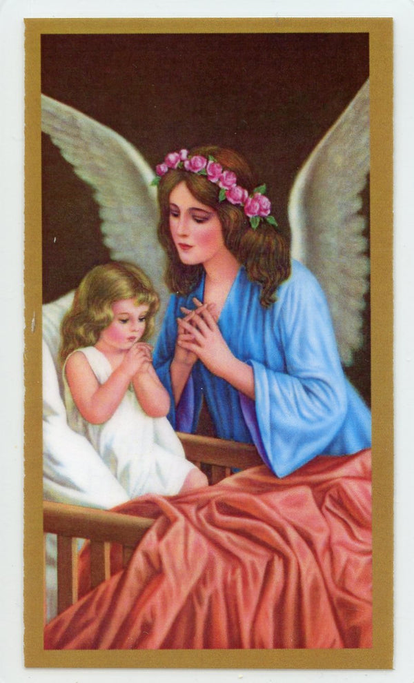 Prayer to Your Guardian Angel (7) U - LAMINATED HOLY CARDS- QUANTITY 25 PRAYER CARDS