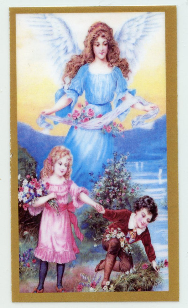 Prayer to Your Guardian Angel (8) U - LAMINATED HOLY CARDS- QUANTITY 25 PRAYER CARDS