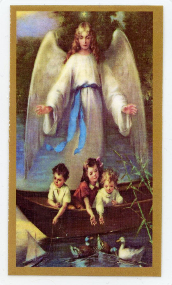 Prayer to Your Guardian Angel (9) U - LAMINATED HOLY CARDS- QUANTITY 25 PRAYER CARDS