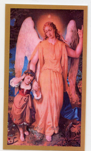 Prayer to Your Guardian Angel (12) U - LAMINATED HOLY CARDS- QUANTITY 25 PRAYER CARDS