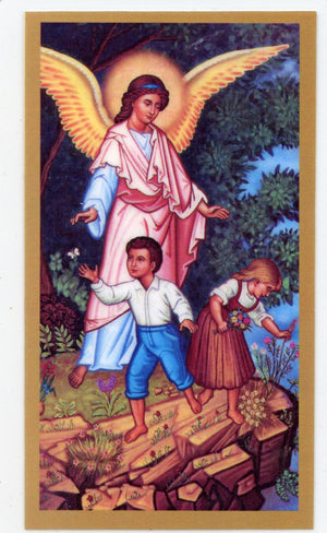 Prayer to Your Guardian Angel (13) U - LAMINATED HOLY CARDS- QUANTITY 25 PRAYER CARDS