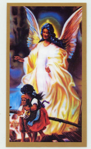 Prayer to Your Guardian Angel (14) U - LAMINATED HOLY CARDS- QUANTITY 25 PRAYER CARDS