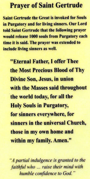 Prayer of St. Gertrude (2) U - LAMINATED HOLY CARDS- QUANTITY 25 PRAYER CARDS