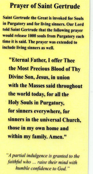 Prayer of St. Gertrude U - LAMINATED HOLY CARDS- QUANTITY 25 PRAYER CARDS